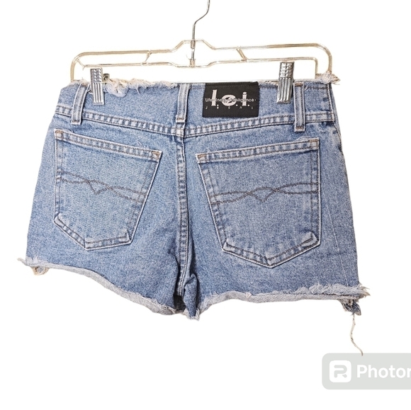 Vintage 90s Lei jean shorts with boho style beaded rings accents. Size 5 - Picture 2 of 6